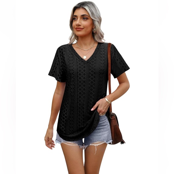Black V-Neck Women's Top - Picture 2 of 6